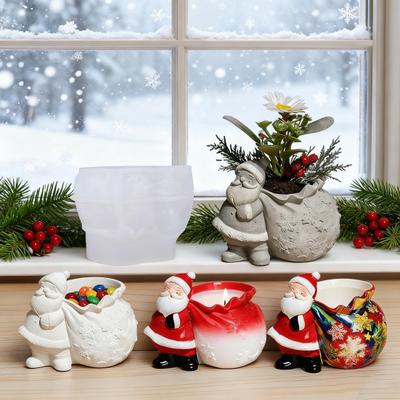 Рождественский Дед Мороз Эпоксидная форма Хранение мелочей Контейнер для свечи DIY Форма для литья Многоразовый Праздничный декор