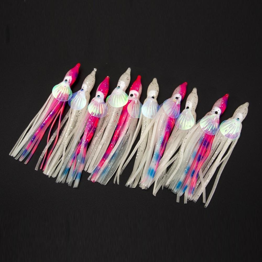 Мягкие приманки для соленой рыбы, светящиеся юбки для джиг-снастей в виде осьминога и кальмара, 5610 см