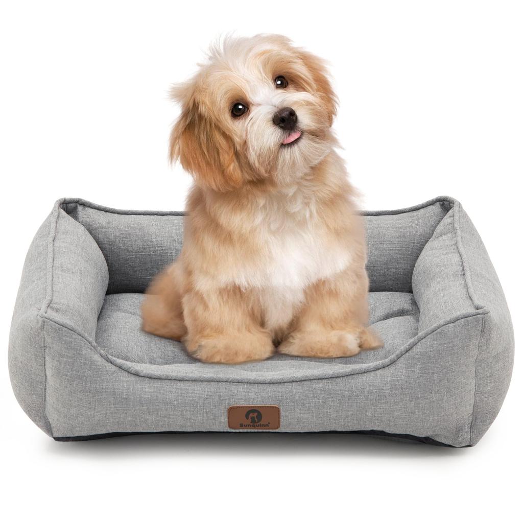 Sunquinn Кошка и Собака с Подушкой 60Д x 50Ш x Легкая Лежанка, Стираемая, Нескользящая, Дышащая, Всесезонная, Квадратная, (Внешние размеры 15Всм, Серый)