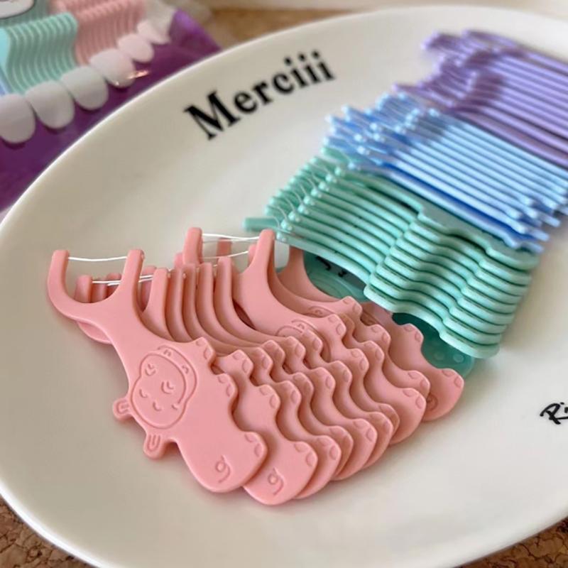 40 шт. детская зубная нить с изображением животных одноразовая ультратонкая зубочистка шелковая палочка милый мультяшный оральный межзубный очистка