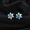 Swiss Blue Topaz Gemstone 925 Sterling Silver Jewelry Handmade Star Studs 0.44" EE-175-4