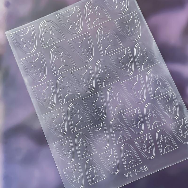 Simple Hollow French Nail Decals Transparent Spray-Painted Heart Butterfly Nail Art Stickers Fashion Manicure Decor