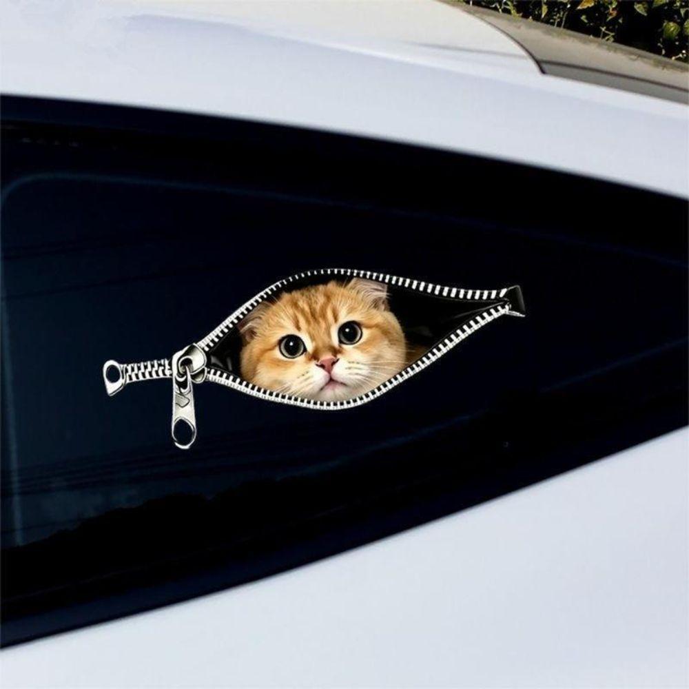 Scratch Covering Cat Car Sticker Zipper Design Pet Car Decoration Sticker Pet Lover Decoration