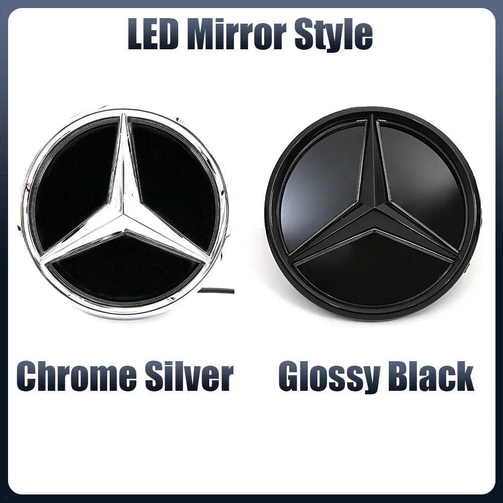 Car Sticker 2025 Hot For Mercedes Benz Fit For Mercedes Benz Chrome Silver Front Grille Mirror Star LED White Illuminated Emblem