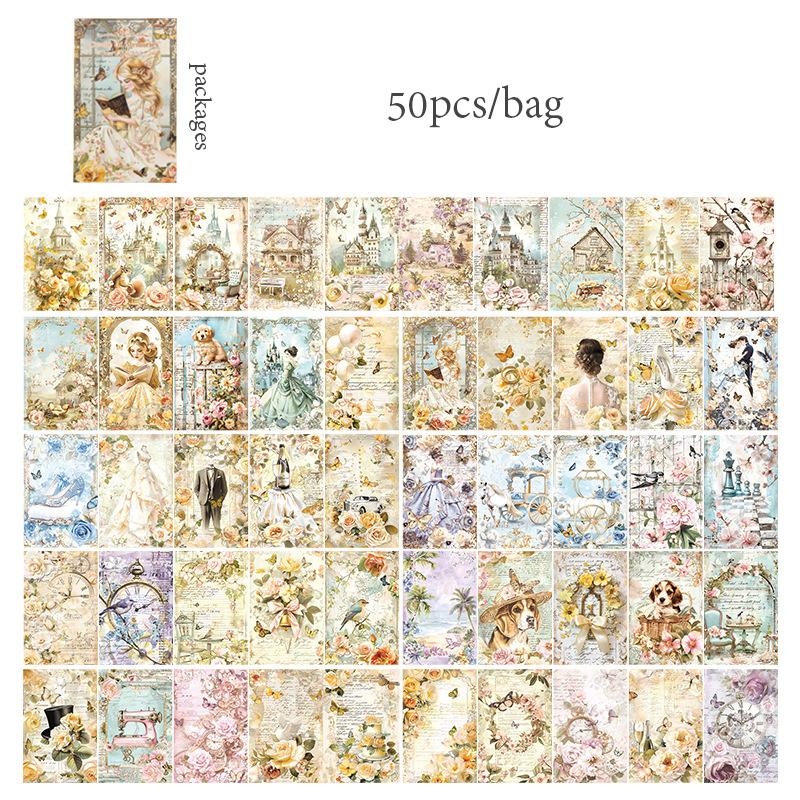 6 стилей 50 шт./упак. липкая бумага для заметок неклейкий материал бумага винтажное руководство DIY коллаж наклейки записная книжка