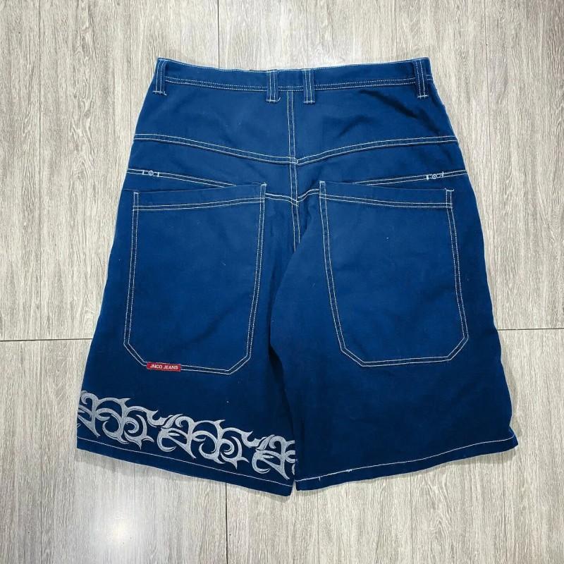 Y2K JNCO Denim Shorts Baggy Hip Hop Gothic Harajuku Basketball Men