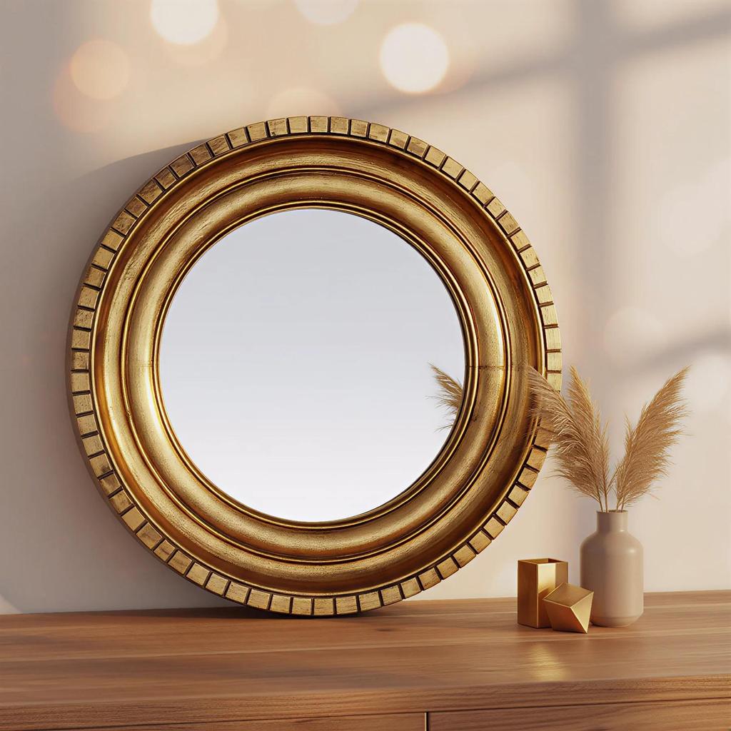 Luxury Gold Wall Mirror -Handcrafted Gold Foil Frame for Stylish Home