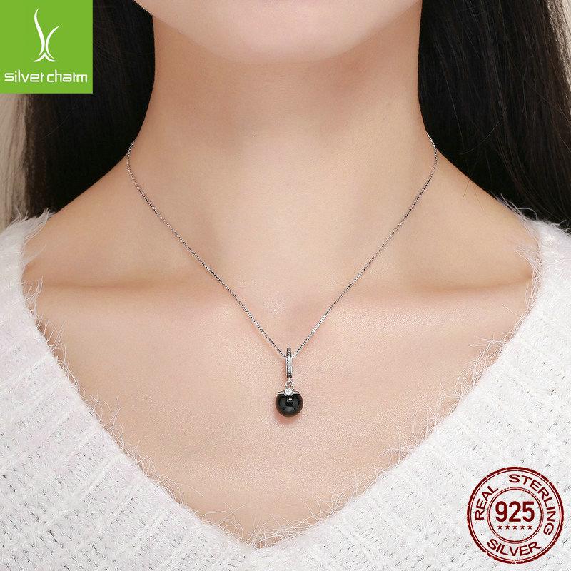 Black Pearl Pendant Necklace S925 Sterling Silver Loose Bead Versatile Diy Bracelet Accessories Scc572