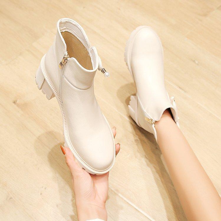 Women's Thick Heel Short Boots Casual Fashion Leather Boots