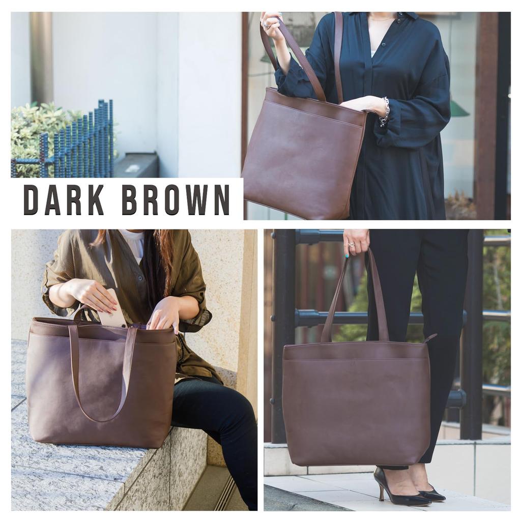 Деловая сумка-тоут большой вместимости, устойчивая [RATOM] Сумка, женская, (ВКЛ/ВЫКЛ, Тип) (Темно коричневый)