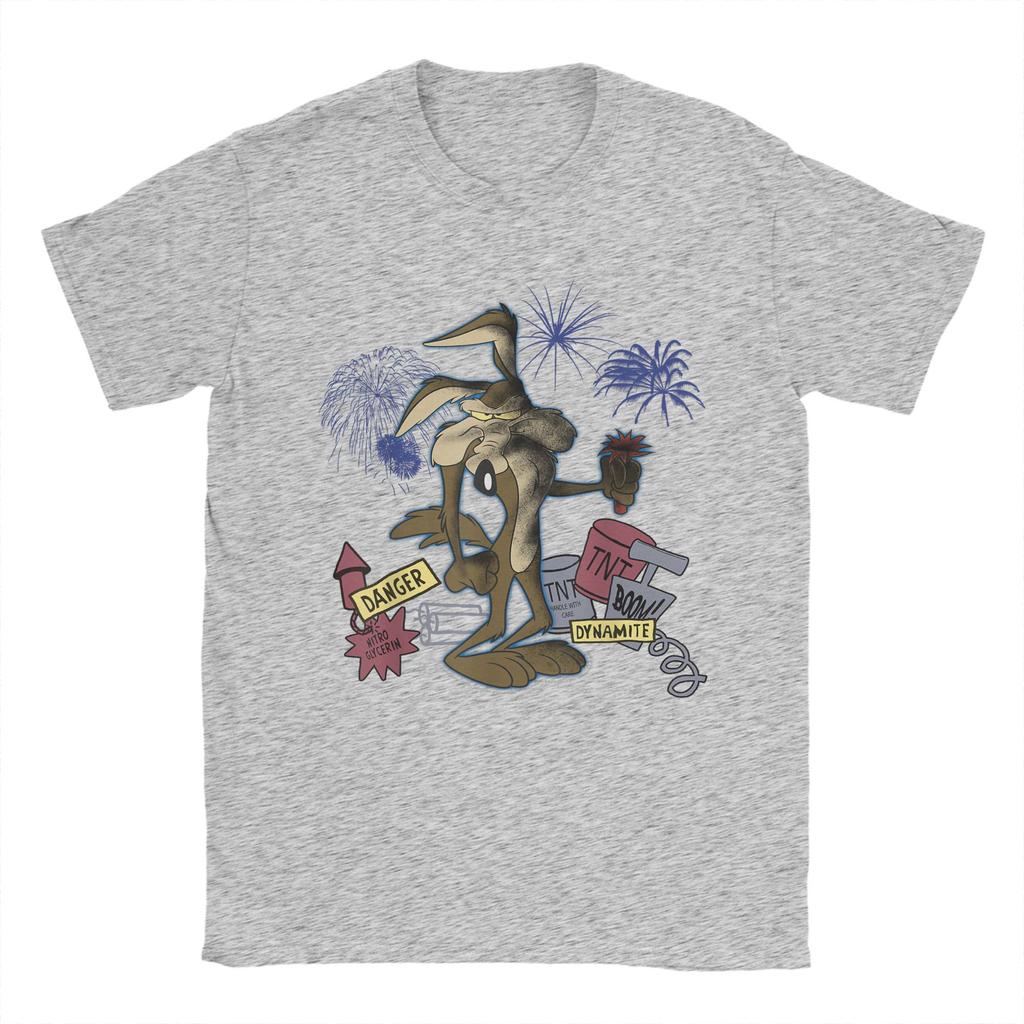 Men T-Shirt Wile E. Coyotes TNT Portrait Novelty Pure Cotton Tee Shirt Short Sleeve  T Shirt Crew Neck Clothing Plus Size