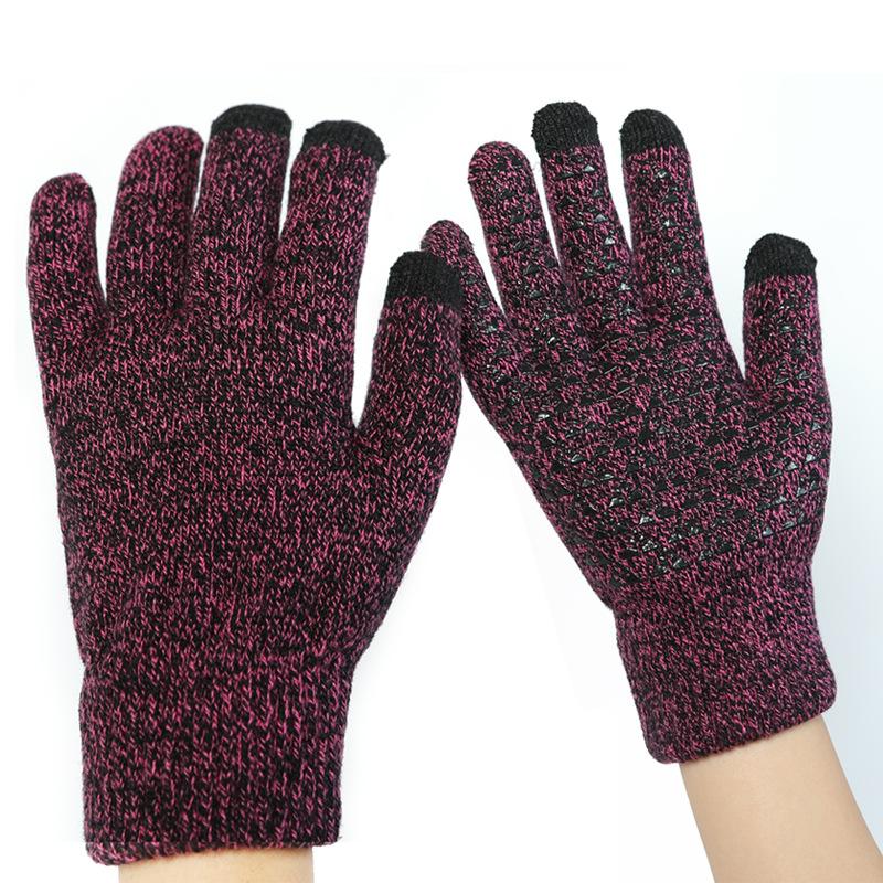 Зимние сенсорные перчатки мужские большого размера, термо, противоскользящие, для холодной погоды, для катания, вязаные, двухслойные, с толстой флисовой подкладкой