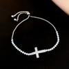 Adjustable Cross Bracelet Classic Elegant Fine Bangle Party Costume Zircon Paved Bracelet  Women