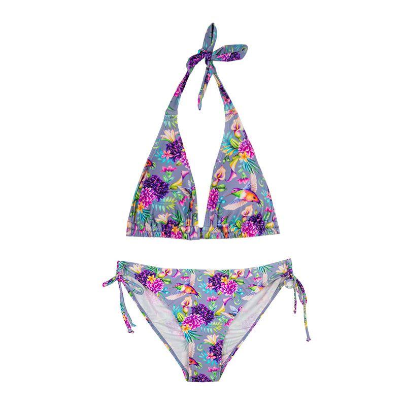 Женский купальник из двух частей с сиреневым цветочным принтом HIGH PRESSURE