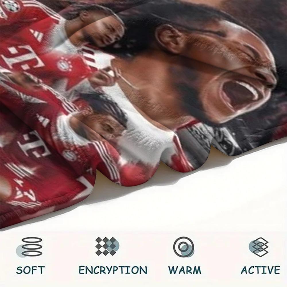 Bayern Munich Football Star Poster Print Flannel Throw Blanket, Soft Warm Sofa Bed Cover, Soccer Fan Home Decor Blanket