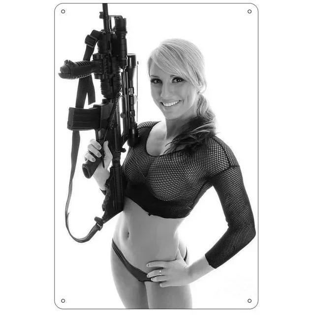 Винтажные металлические жестяные таблички с пинап-девушками Ретро военные плакаты Железный настенный декор для мужской пещеры, дома, кафе, сада, клуба, бара Уника