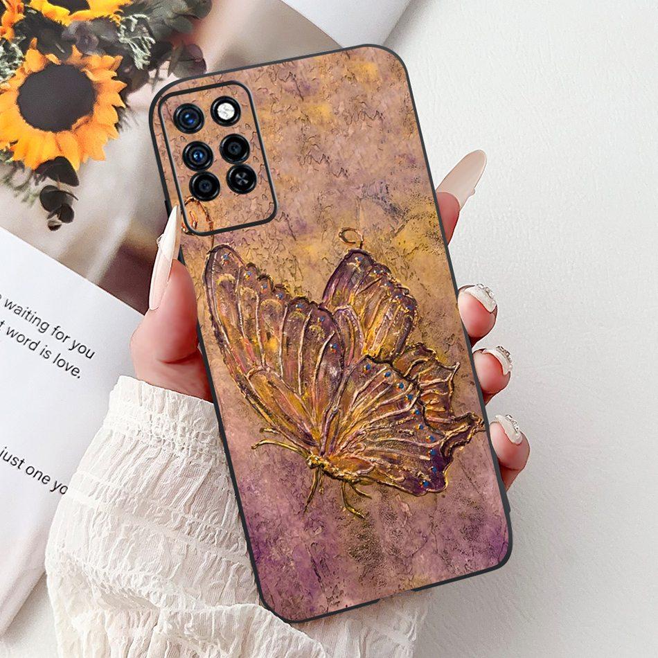 For Infinix Note 10 Pro Note10 Elegant Butterfly Cat Printed Phone Case For Infinix Note 10 10Pro NFC Black Silicone Soft Cases