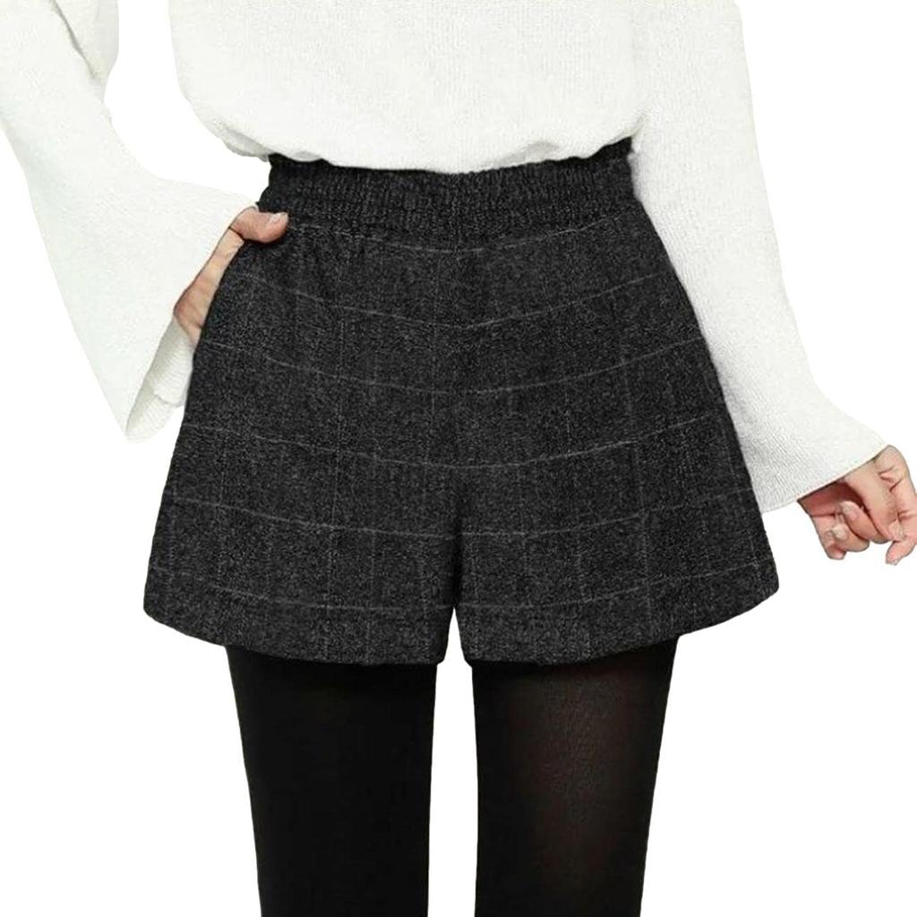 Slow and Mellow Checkered Shorts with Elastic Hot Glen Plaid High Korean Short Checkered Pattern Women's Waist, Pants, Shorts, 2-Color Shorts, Tweed,