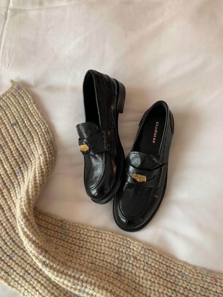 Shoes Classic Versatile Round Head Small Gold Coin Lazy Shoes