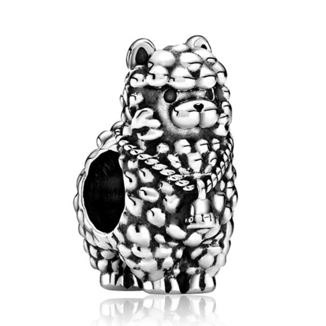 Silver Animal Cat Panda Rabbit Rabbit Lion Owl Unicorn Horse Jewelry Pendant Bracelet DIY Fit Original Bracelet