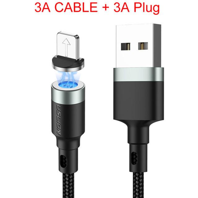 USLION 3A Быстрая зарядка телефона Магнитный кабель Micro USB Тип C Магнитный кабель Быстрая зарядка для iPhone
