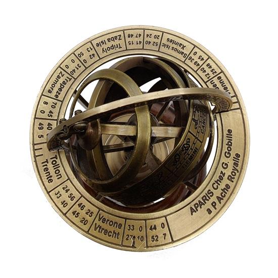 13,97 см астролябия зодиака армиллярная латунная сфера глобус дисплей декор пиратского корабля на деревянной основе морской морской коллекционный предмет