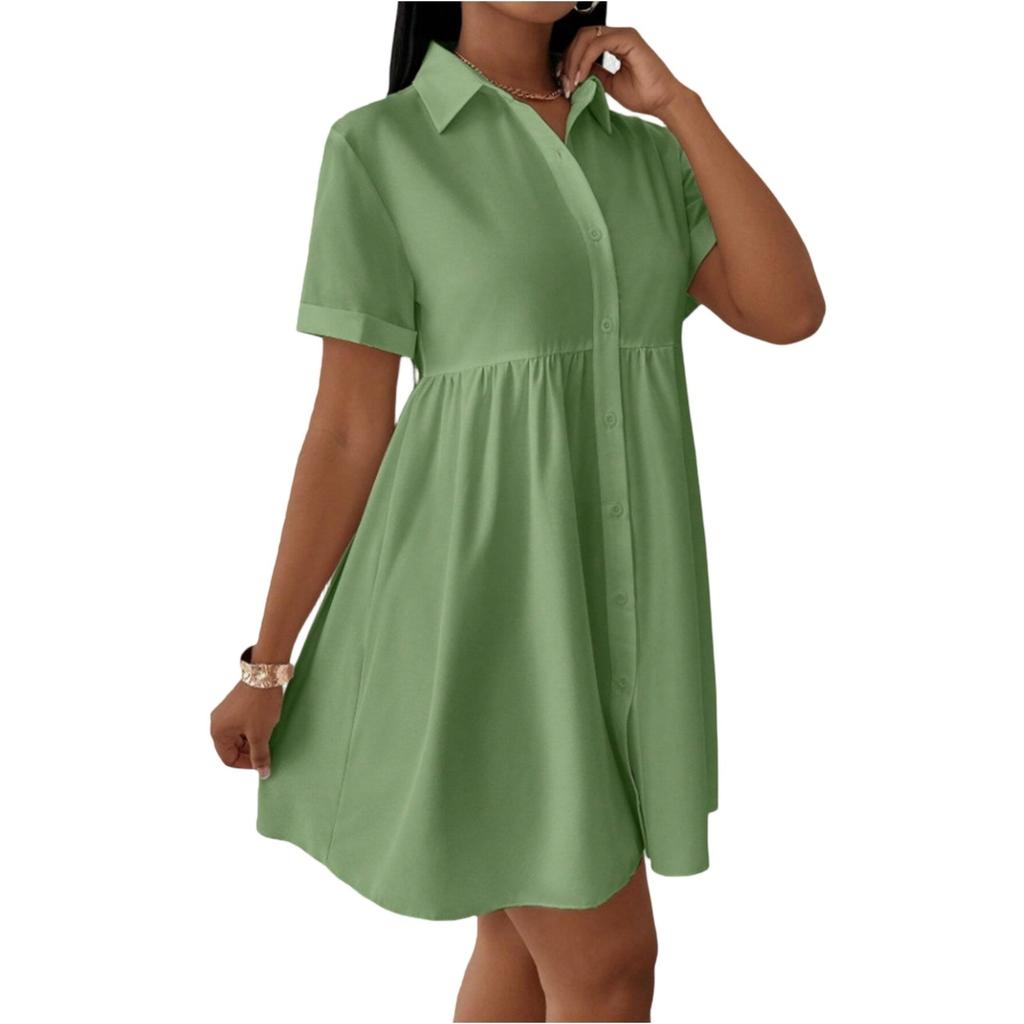 Женское повседневное и модное свободное платье с воротником-рубашкой на пуговицах