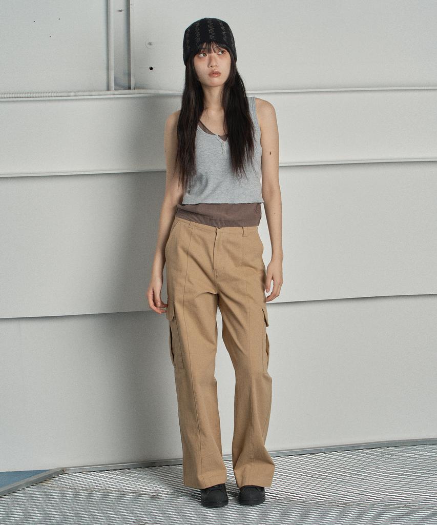 SWAYGLOW Solid Cargo Pants Beige