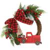 Рождественский венок, подвесной декоративный венок в виде красного грузовика, венок на входную дверь для домашнего праздничного декора