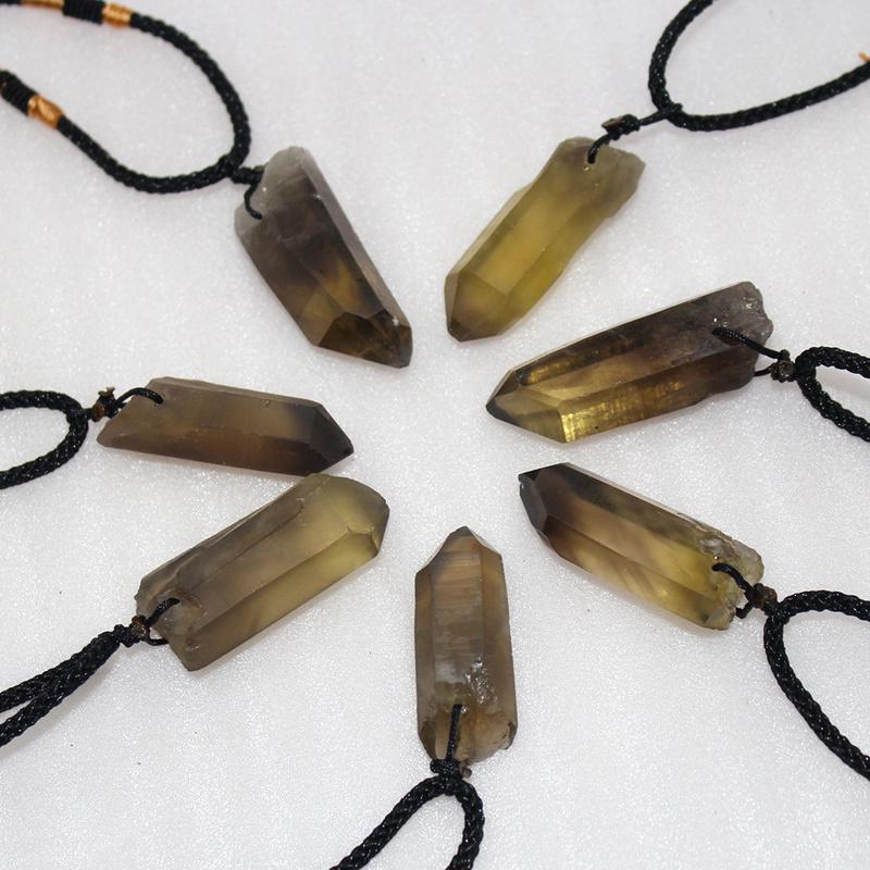 Натуральный дымчатый камень колонна лабрадорит коричневый кварц кулон ювелирные изделия ручной работы