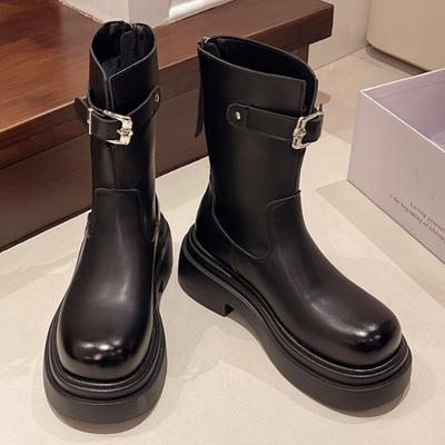 Женские ботильоны из массивной кожи, зима 2025, новые мотоциклетные ботинки в стиле ретро в готическом стиле, трендовые нескользящие зимние ботинки Chelsea Mujer