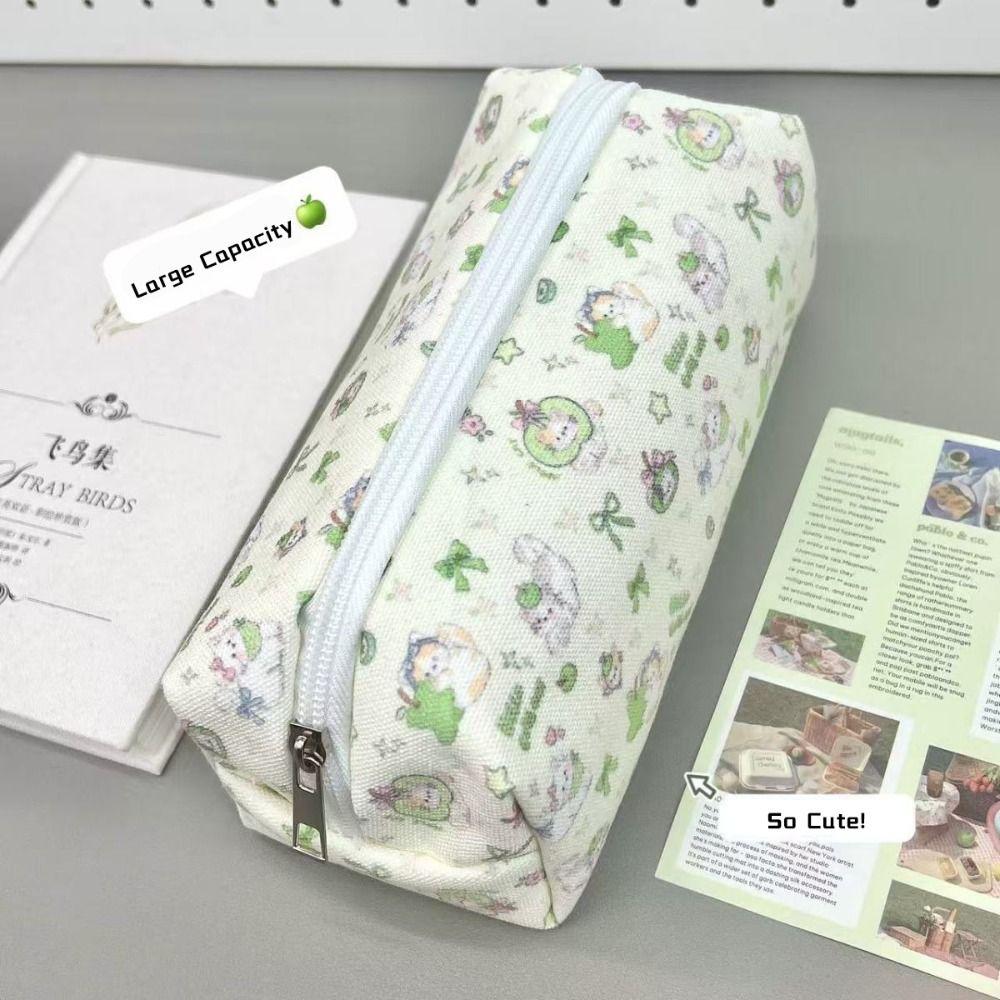 Canvas Pen Bag Cat Printted Patterns Stationery Bag Multi-Purpose Pencil Box School Office