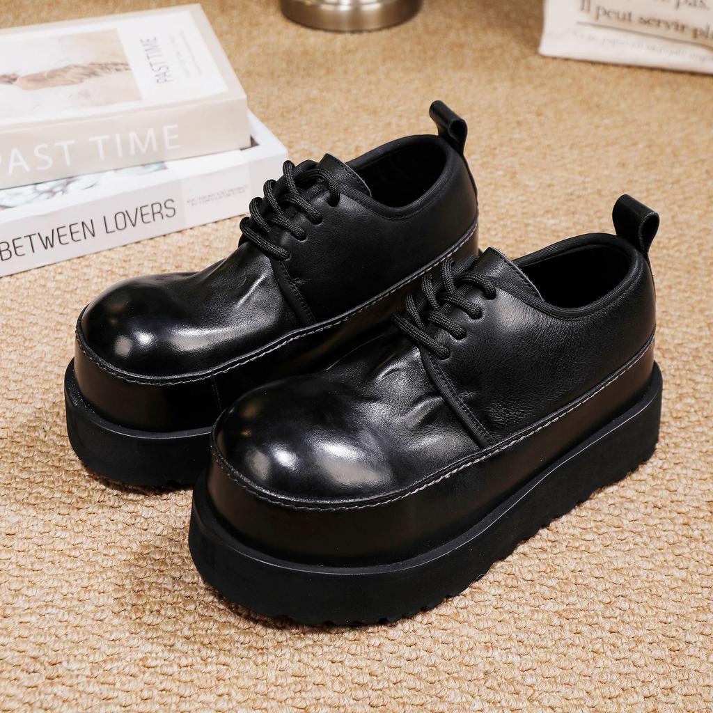 Johnature Увеличивающие рост туфли на толстой подошве на шнуровке из натуральной кожи удобные женские туфли-лодочки на высоком каблуке