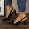 Fashion Summer Women High Heel Sandals 2025 New High Heels Office Chunky Shoes Women Pointed Toe Luxury Leather Casual Sandals Woman