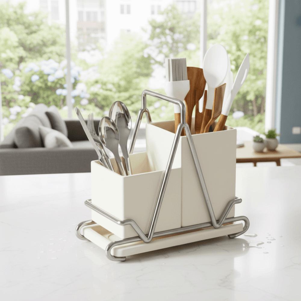 Countertop Type Cutlery Storage Rack Wall Mounted Spoon Fork Drainage Shelf Utensil Holder Forks