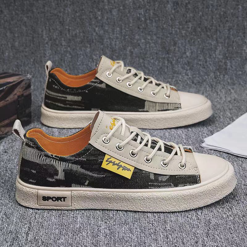 Летние мужские туфли для досок, новые элитные туфли с низким берцем, модные мужские парусиновые туфли, модные универсальные мужские студенческие туфли