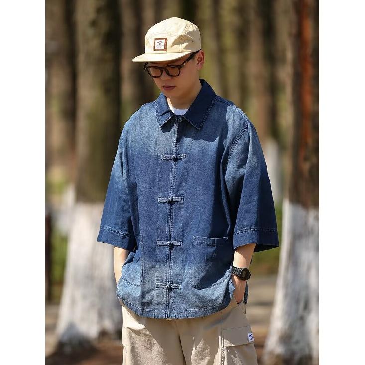 Summer New Chinese Style Vintage Denim Jacket For Men And Women, Loose Retro Button Washed Denim Top