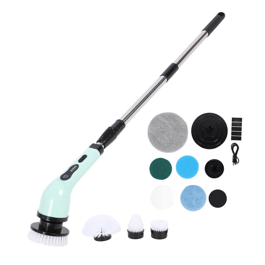 Electric Spin Scrubber Adjustable Length Waterproof 9 Replaceable Brush Heads Handheld Cordless