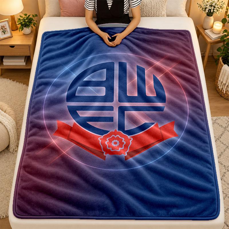 Flannel BlanketBolton Wanderers FC Warm Soft Throw Blanket for Indoor Sofa Bed Living Room Use