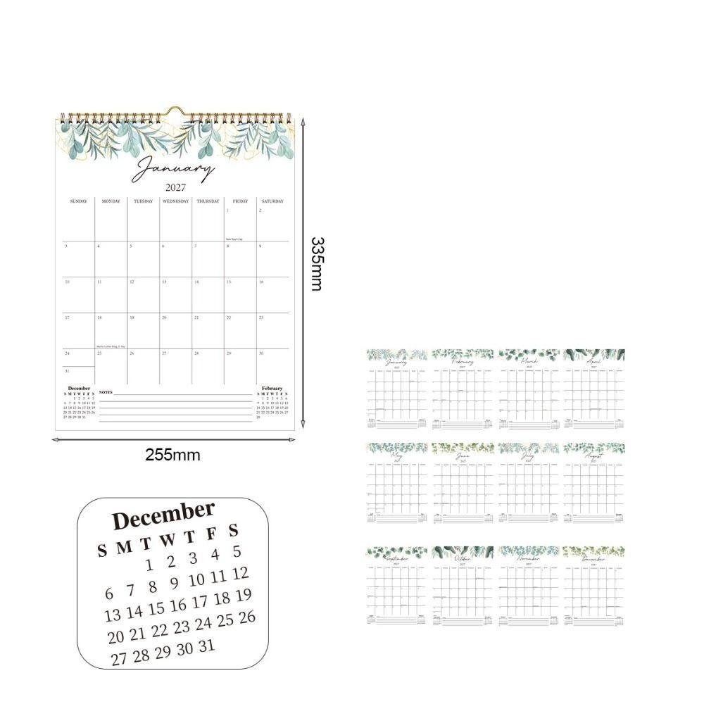 Foldable Double-coil Calendar Oil Painting Style English Calendar 2027 Flower Desk Calendar Home