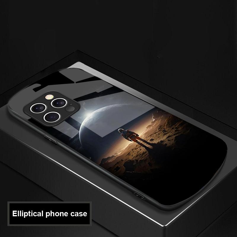 Красная Луна Исследователь Для IPhone 16 Pro Max 15 Pro 14 13 12 Mini 11 XS Max XR 7 8 Plus SE 2022 Эллиптический Стеклянный Чехол для Телефона