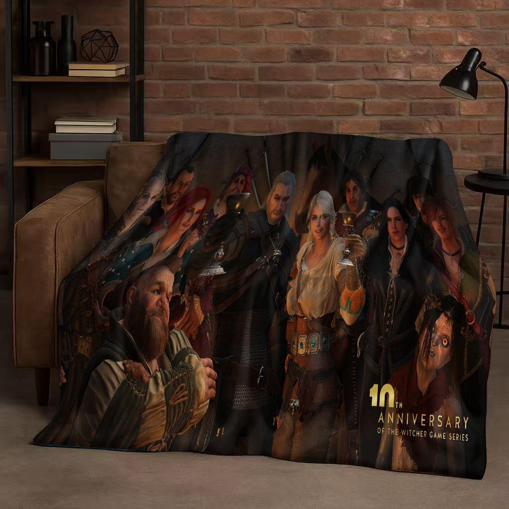 3D The W-Witcher Game Geralt Gamer Cartoon Flannel Blanket,Ultra Soft Plush Throw for Home Bedroom Bed Sofa Cover Kid Gift