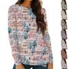 Womens Long Sleeve Round Neck Shirts Tee Casual TopChristmas Print Tunic Outfits Loose T Shirts
