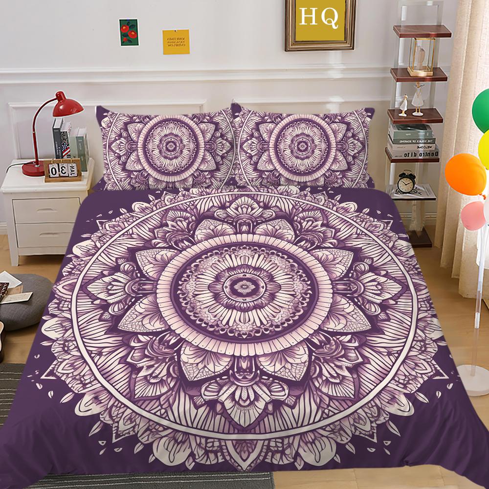 Mandala Printed Bedspreads Twin Size Microfiber Bedding Cover Cool Boy Fashion Duvet Cover Set Bedroom Decor