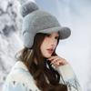 Флисовая вязаная сумка для ушей, теплая шапка с козырьком, женская осенне-зимняя ветрозащитная плюшевая бейсболка