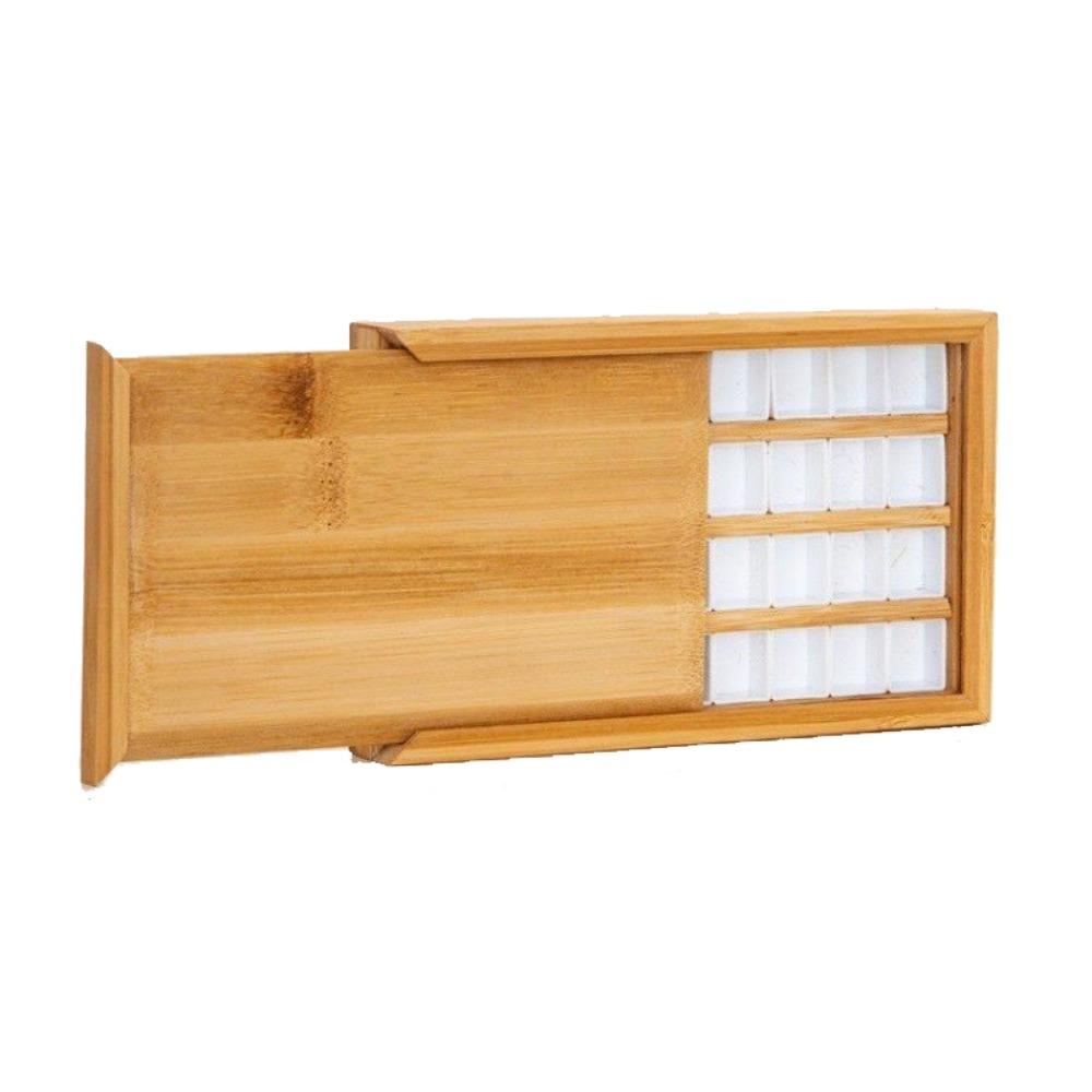 with Lid Watercolor Box Empty Bamboo Paint Storage Box New Paint Palette  Painting Art Supplies