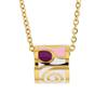[R4931] - Handmade Designer Steel Necklace 'Obao' Pink Yellow Gold - 10x10 Mm
