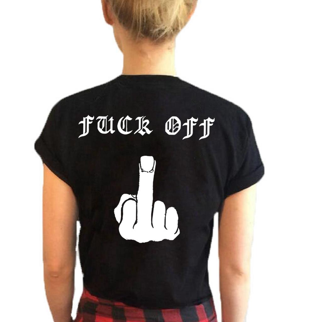 ZIMOXUAN Women's Men's Summer Cool Fuck Off Letter Print T-shirt Cotton Short Sleeve Casual T-shirt Tops