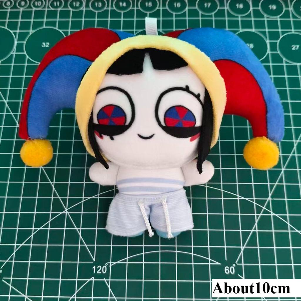 New 10cm Mini Pomnis Cotton Doll Cute Cartoon Pink Clown Printed Plush Pendant Fan Made Derivative Stuffed Toy Lovely Bag Toys