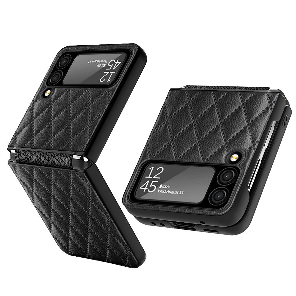 Кожаный чехол для Samsung Galaxy Z Flip 4 3 5G с магнитным шарниром, полная защита, стекло камеры, противоударный задний чехол для Z Flip3